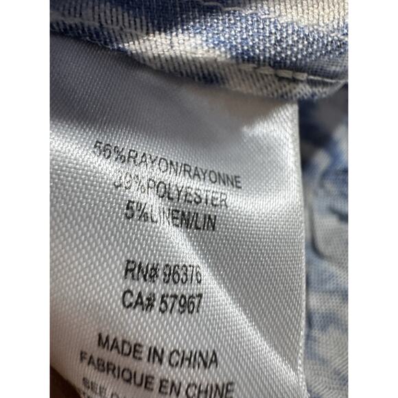 Samuel Dong Ikat Sheer Jacket Blue White Art Print Lightweight Coat SZ L - Picture 7 of 12